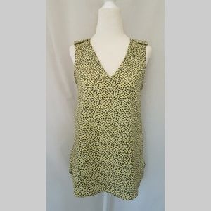 Sweet Rain Feather Print Sleeveless Blouse